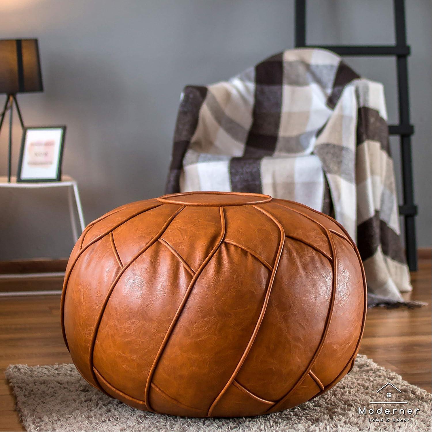 Pouf Ottoman Moderner de Cuero PU Marrón 58 cm - Reposapiés