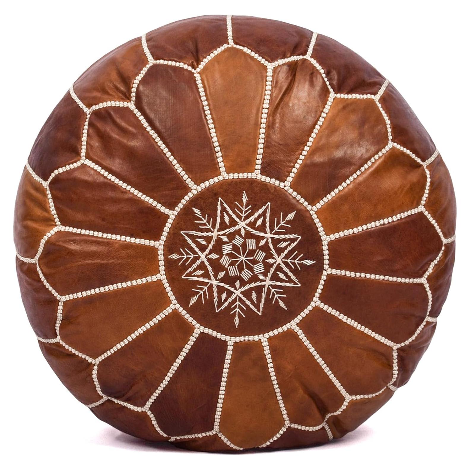 Puf de Cuero Marroquí Hecho a Mano 50.8cm - Taburete Boho