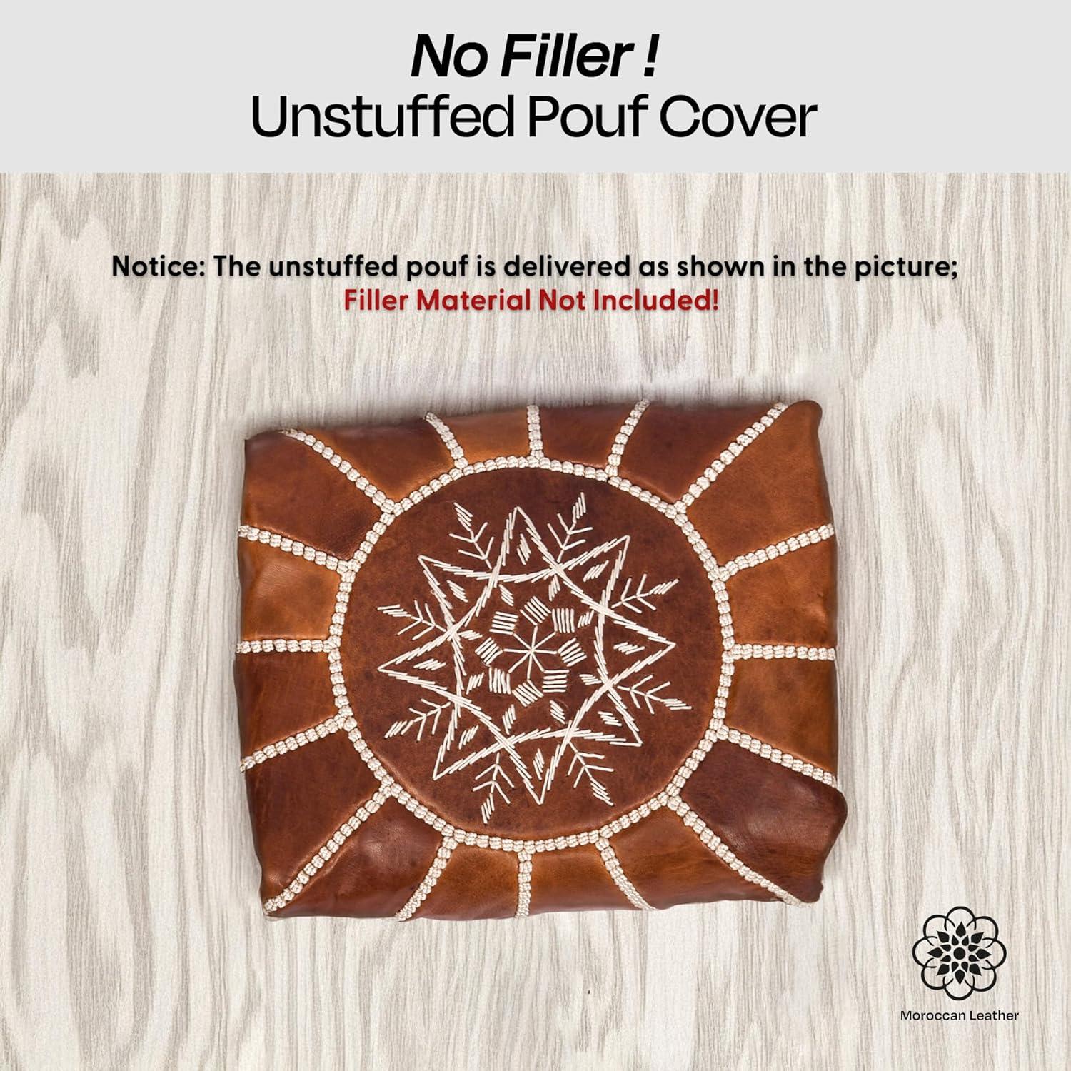 Puf de Cuero Marroquí Hecho a Mano 50.8cm - Taburete Boho