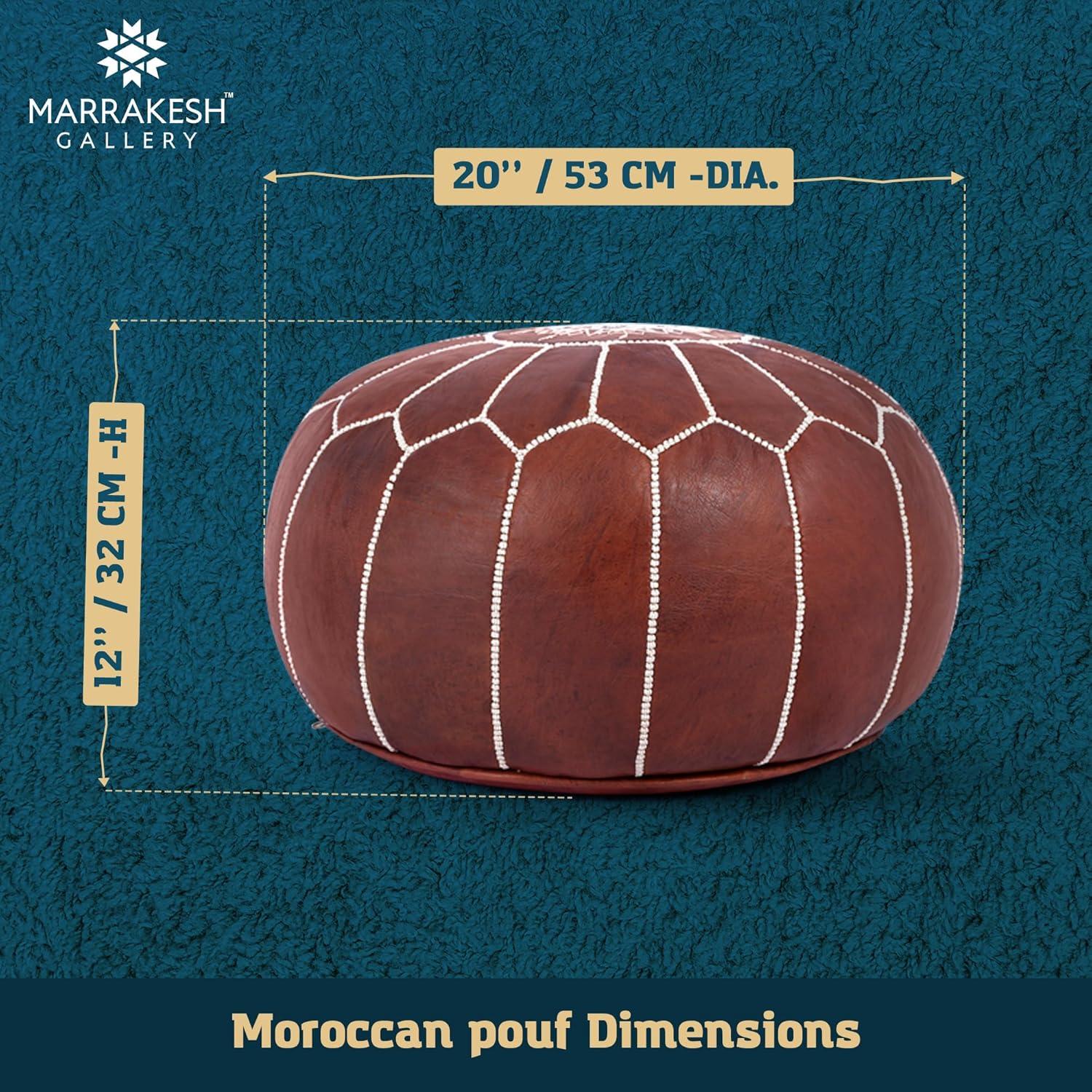 Puf Redondo de Cuero Genuino Marrakesh Gallery 50.8 cm Boho