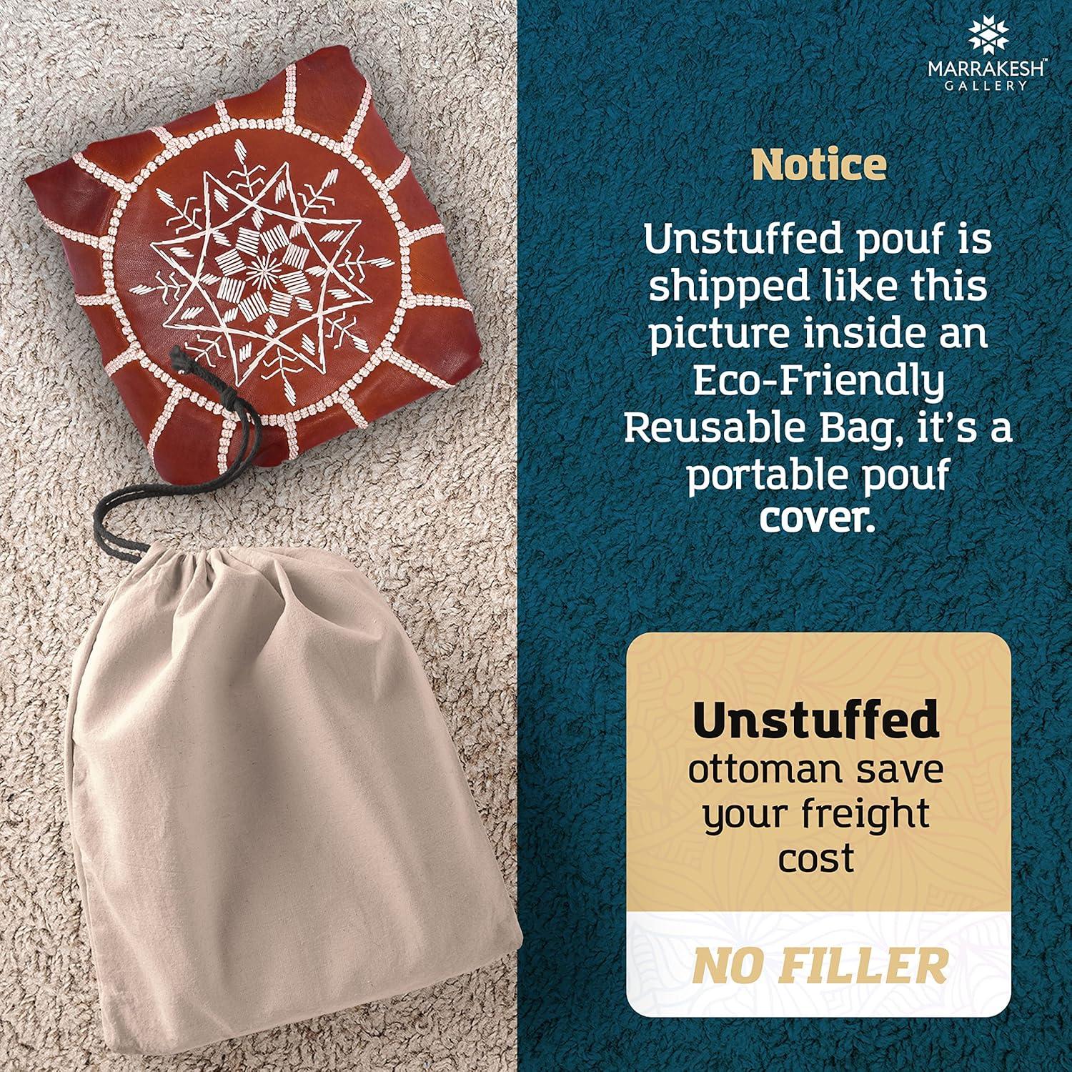 Puf Redondo de Cuero Genuino Marrakesh Gallery 50.8 cm Boho