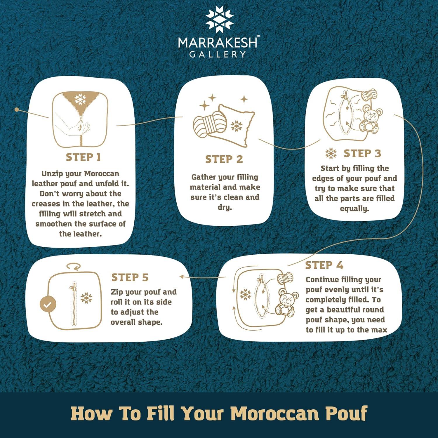 Puf Redondo de Cuero Genuino Marrakesh Gallery 50.8 cm Boho