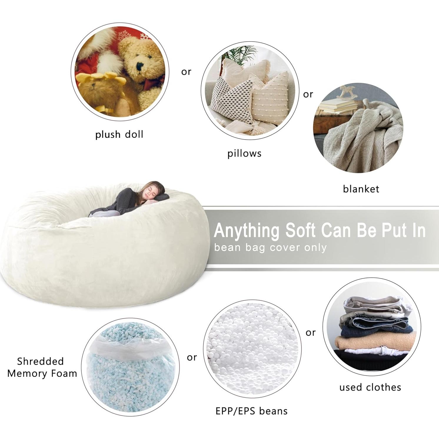 Funda de Silla Puff 4FT HOWSEESNOW Terciopelo Crema Lavable