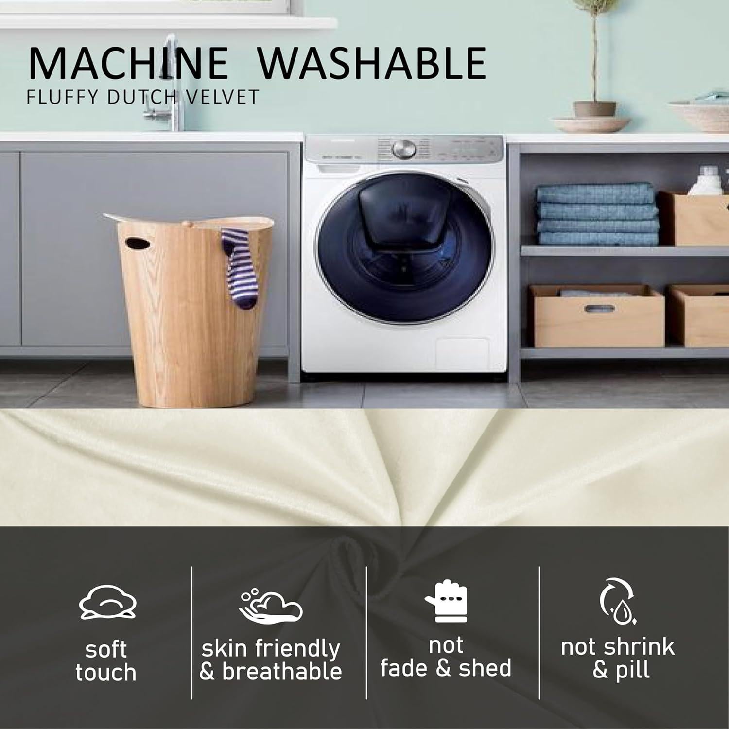 Funda de Silla Puff 4FT HOWSEESNOW Terciopelo Crema Lavable