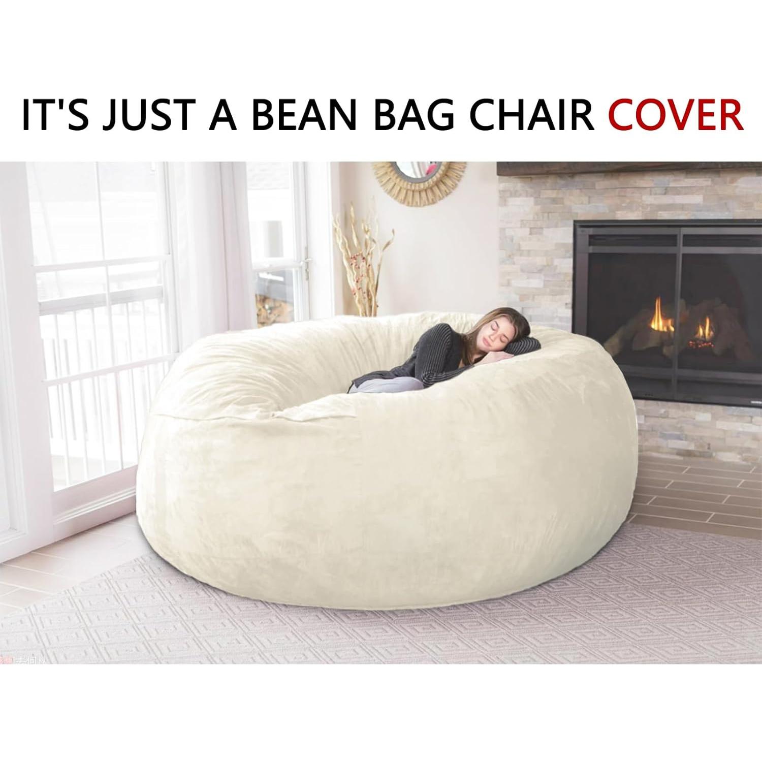 Funda de Silla Puff 4FT HOWSEESNOW Terciopelo Crema Lavable