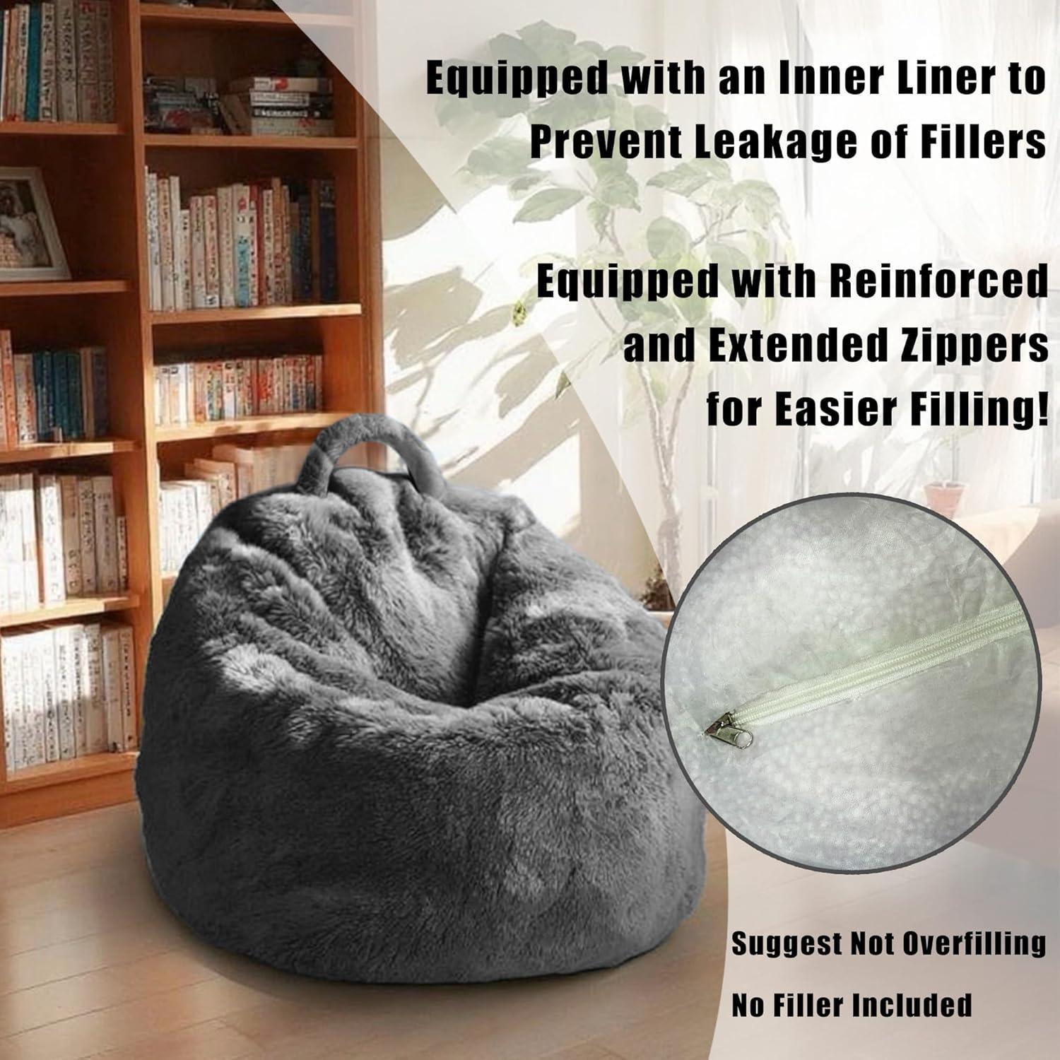 Funda de Silla Puff EFZ Terciopelo Gris Oscuro 50.8x104.1cm