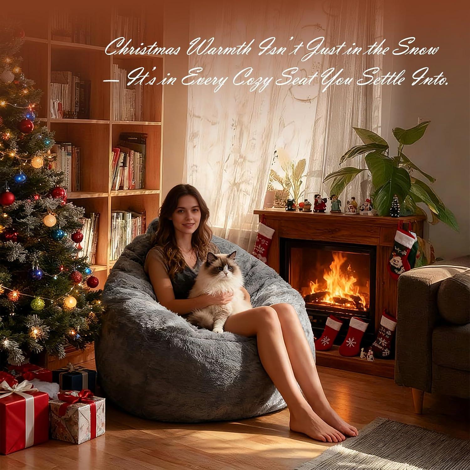 Funda de Silla Puff EFZ Terciopelo Gris Oscuro 50.8x104.1cm