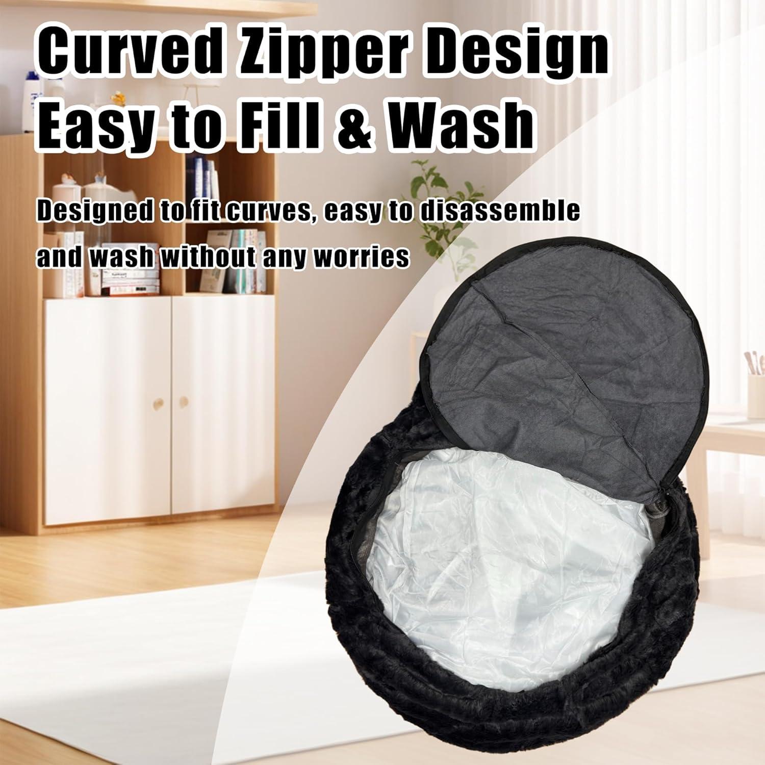 Funda de Silla Puff EFZ Terciopelo Gris Oscuro 50.8x104.1cm