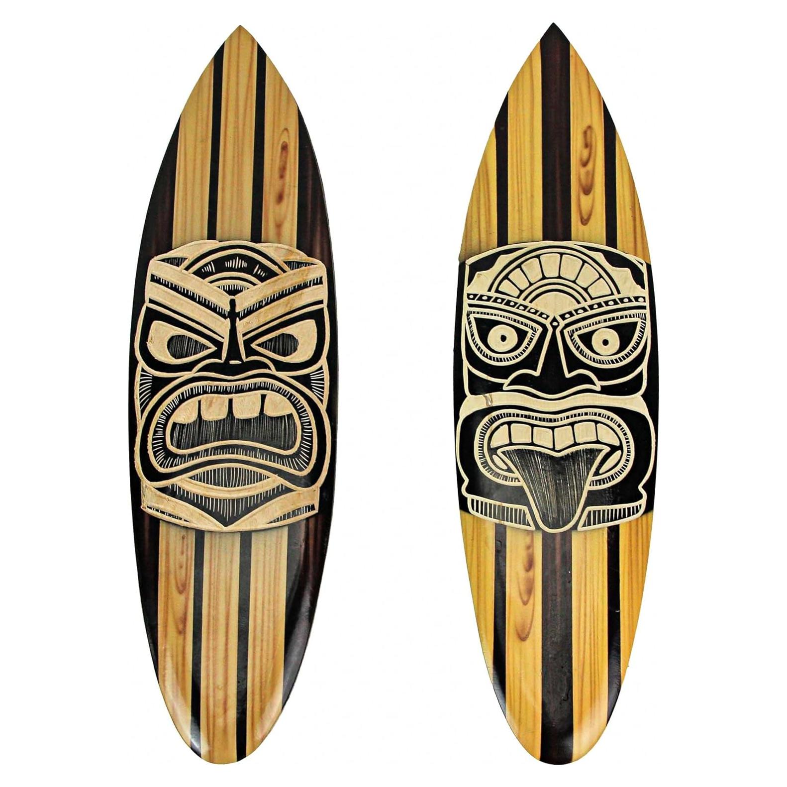 Conjunto de 2 Tablas de Surf Tiki de Madera Zeckos 50.8 cm