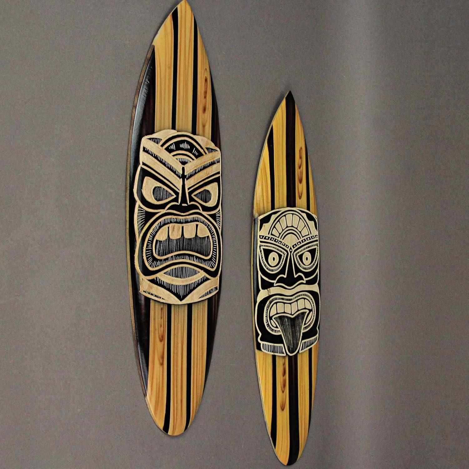 Conjunto de 2 Tablas de Surf Tiki de Madera Zeckos 50.8 cm