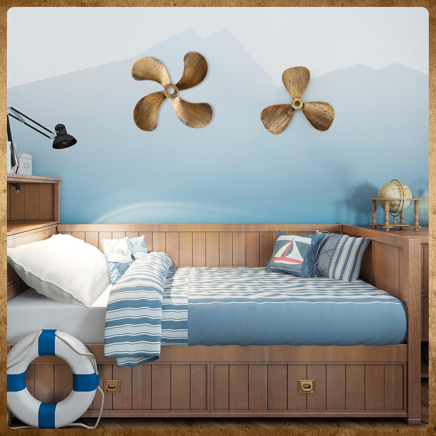 Juego de 2 Decoraciones de Pared Náuticas Gisafai - Hélices de Barco de Metal Vintage