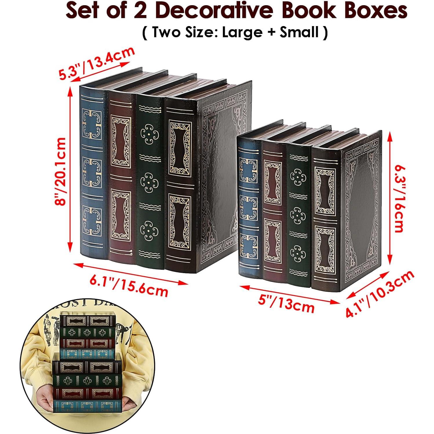 Cajas Decorativas de Libros ELLDOO Vintage 2 Piezas
