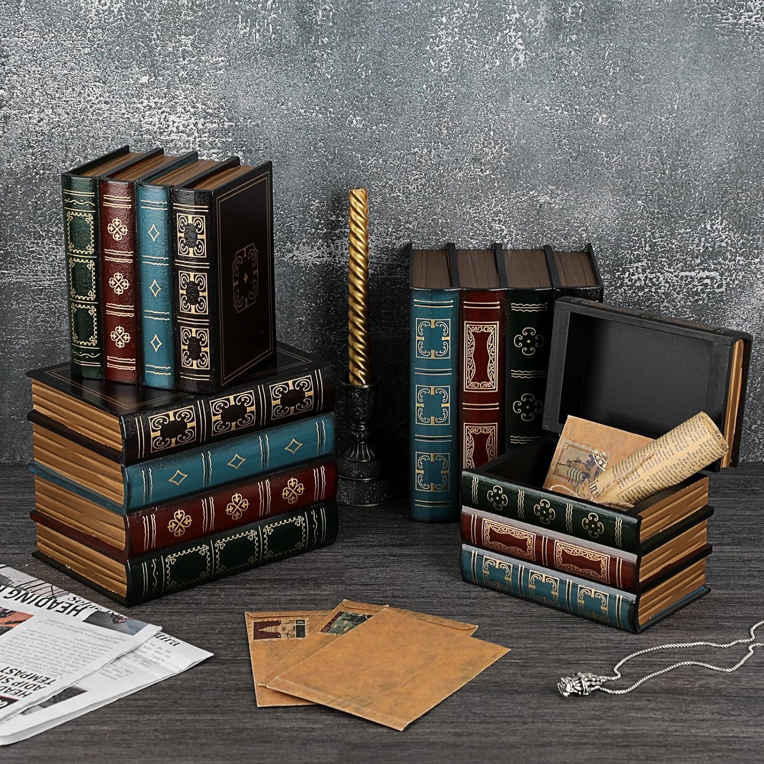 Cajas Decorativas de Libros ELLDOO Vintage 2 Piezas