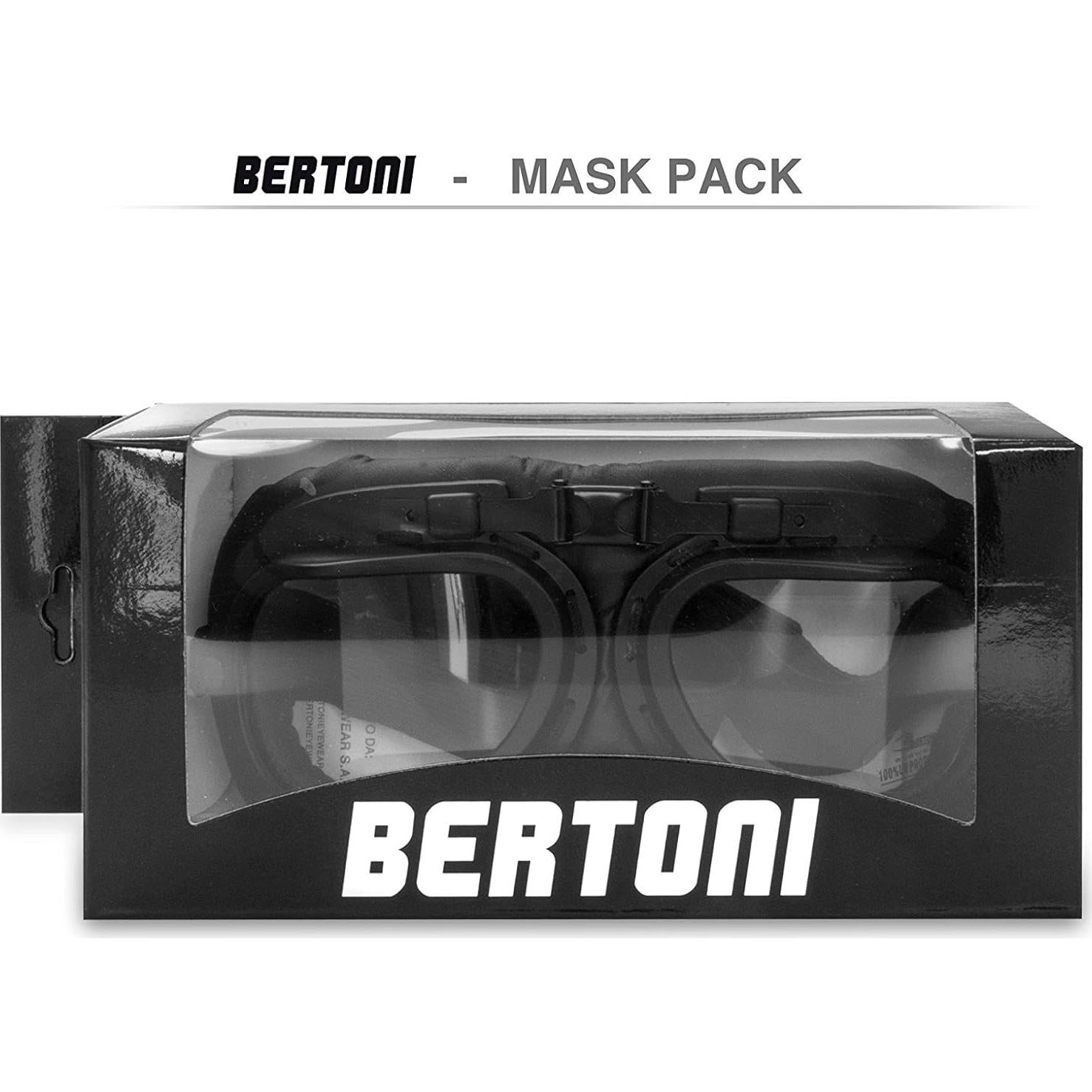 Gafas de Motocicleta Vintage Bertoni AF195 - Negro Mate