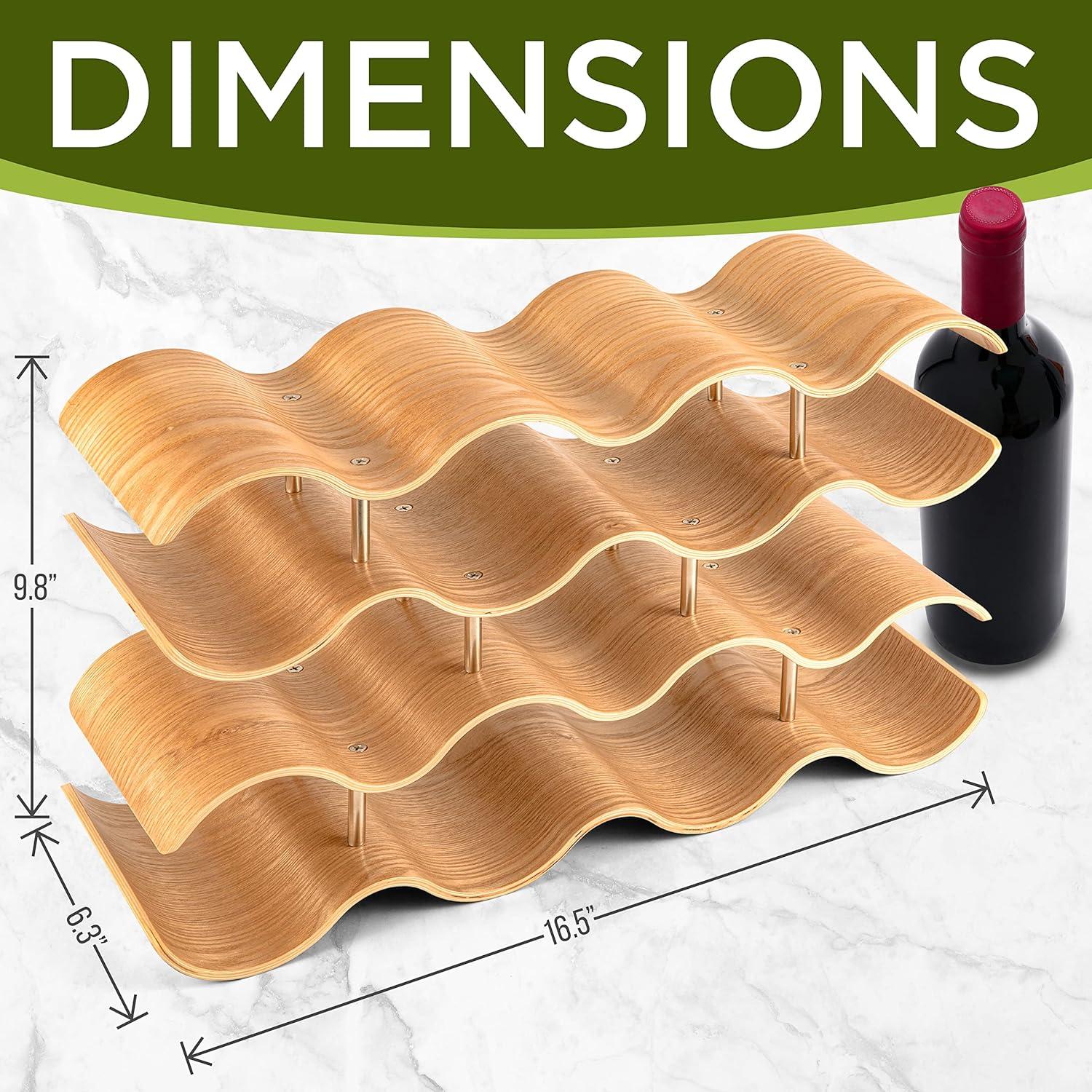 Soporte para Vino de Bambú SereneLife - Estante de 4 Niveles para 14 Botellas