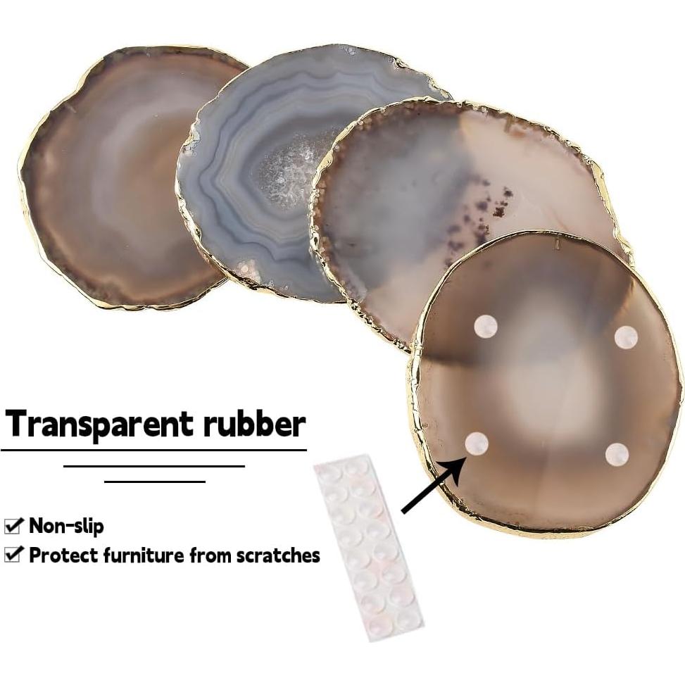 Juego de 4 Posavasos de Ágata Natural Blueshyhall - Decoración