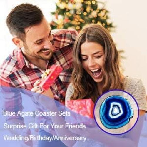 Posavasos de Ágata Azul Yougoals con Bisel Dorado 10.16 cm