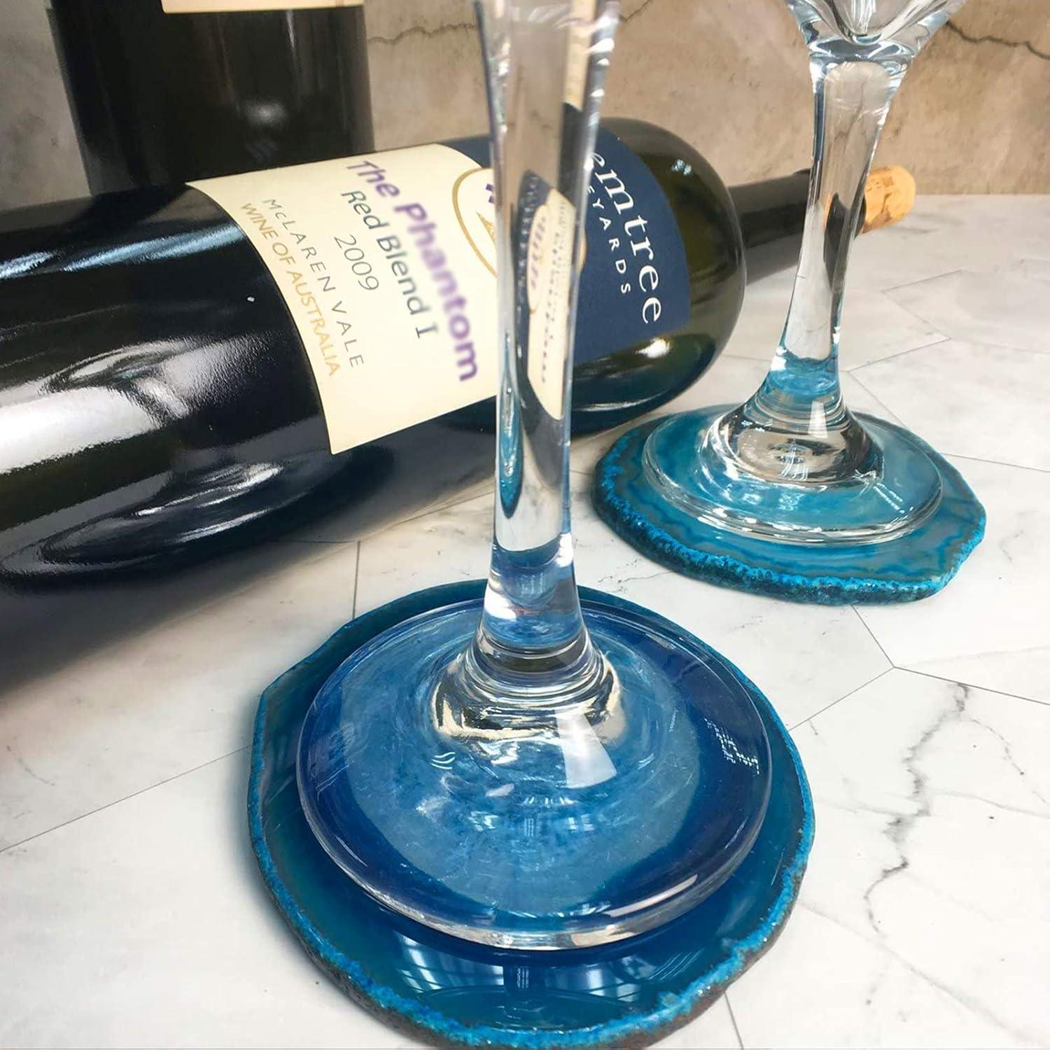 Posavasos de Ágata Azul Yougoals con Bisel Dorado 10.16 cm