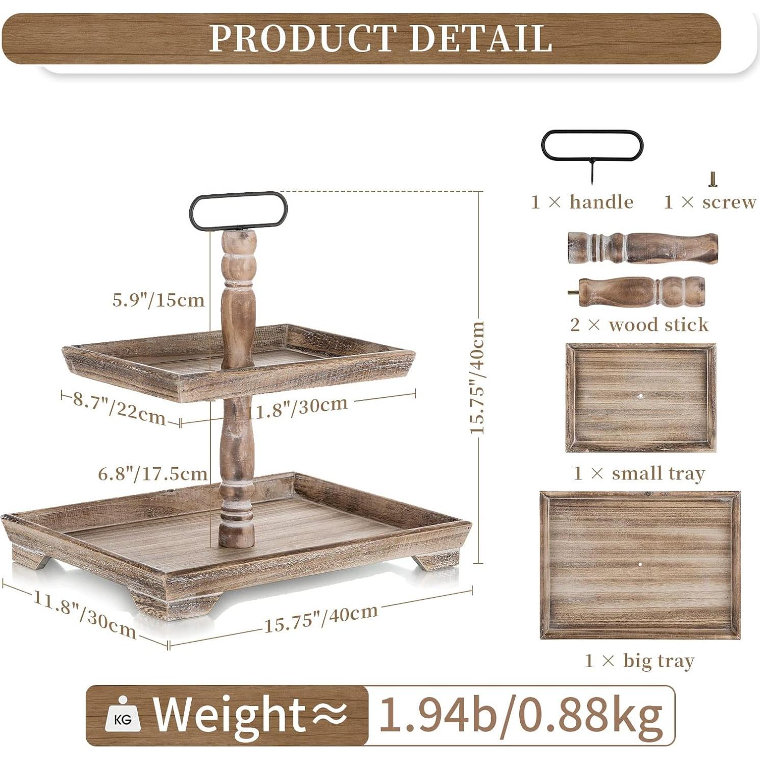 Bandeja de Niveles Hanobe de Madera para Decoración 38.1x30.5cm