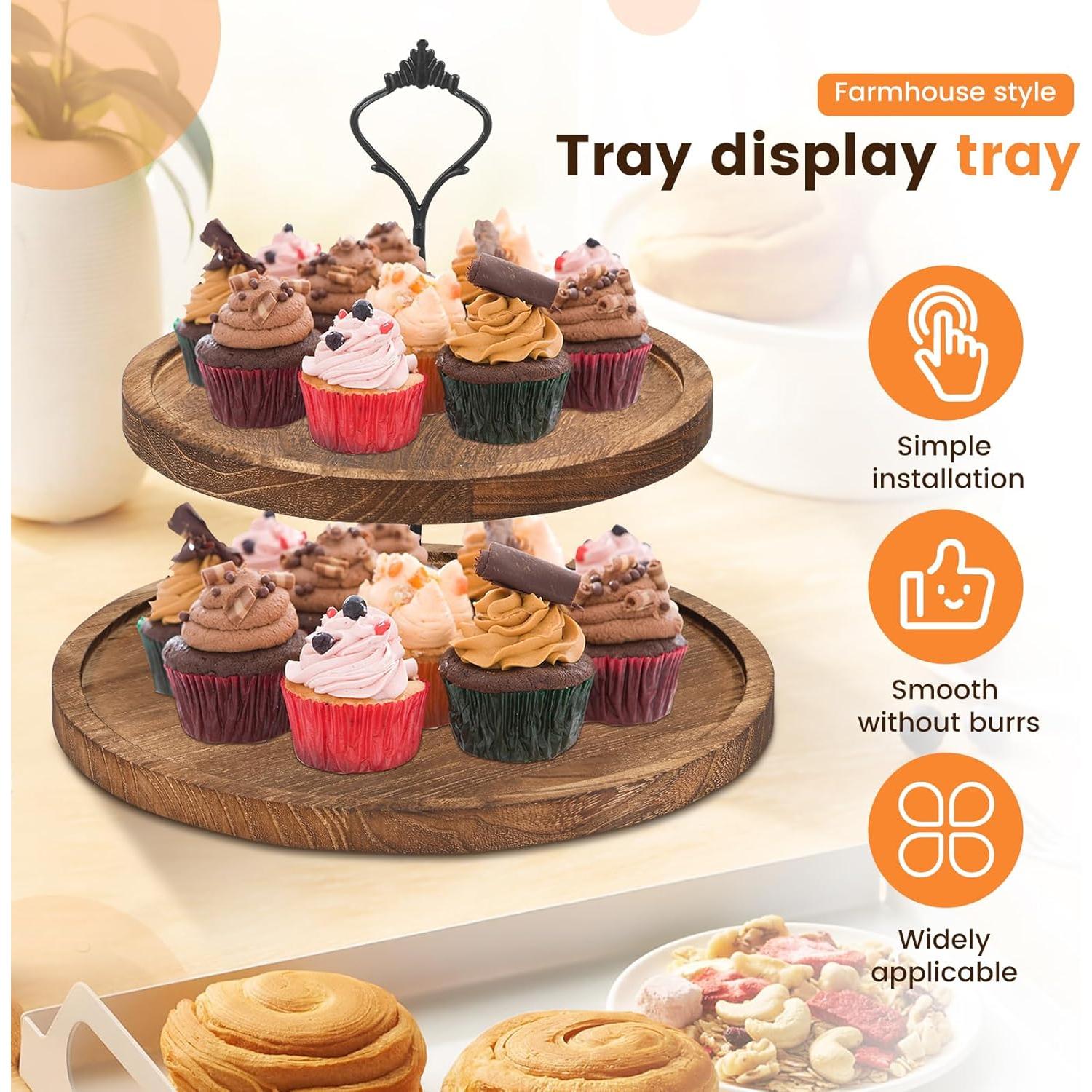 Soporte para Cupcakes de Madera KTZCTPCA 2 Niveles 25cm