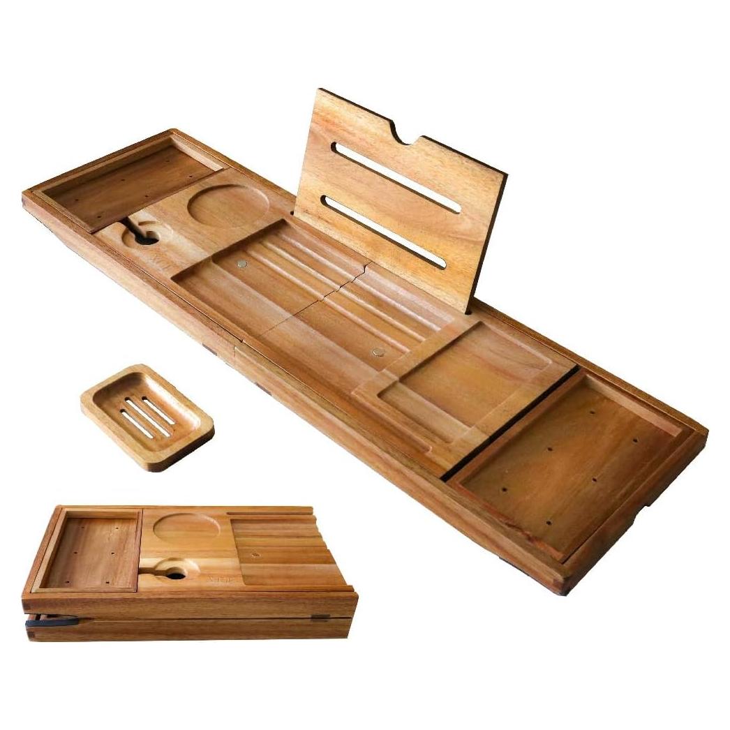 Bandeja de Baño Plegable XcE de Madera de Acacia 102 cm