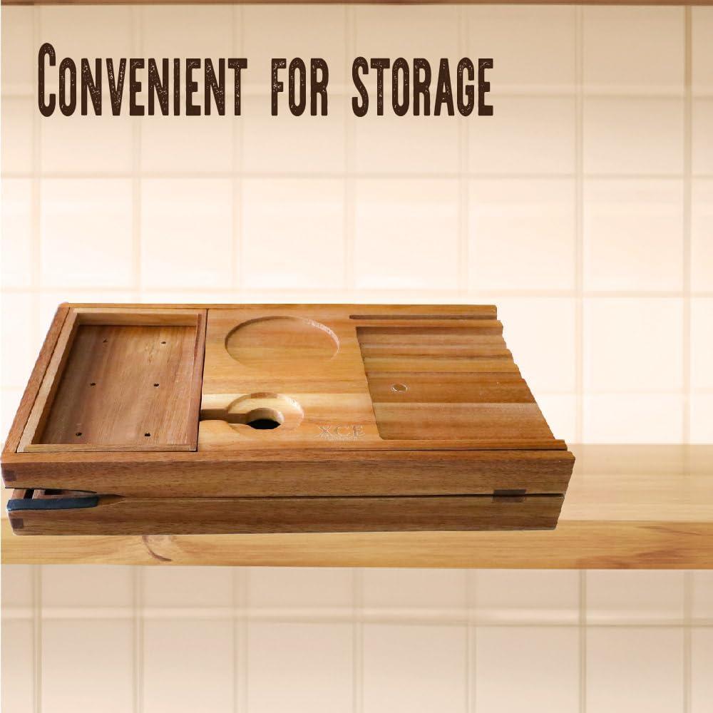 Bandeja de Baño Plegable XcE de Madera de Acacia 102 cm