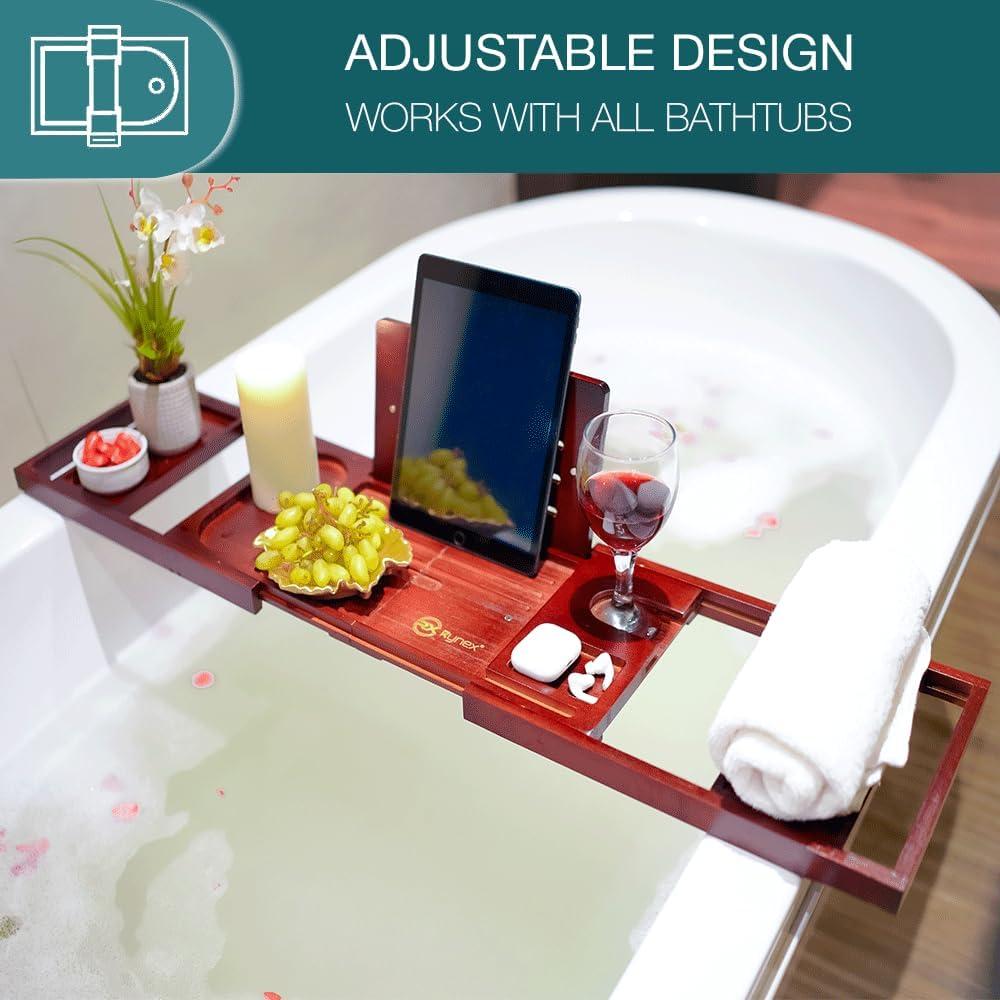 Bandeja para Bañera RYNEX de Bambú Plegable y Ajustable