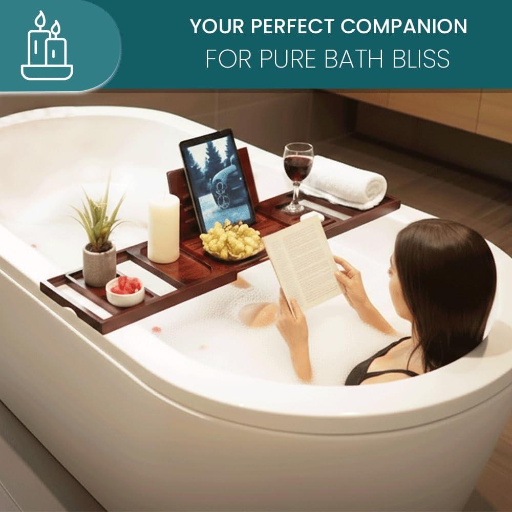 Bandeja para Bañera RYNEX de Bambú Plegable y Ajustable