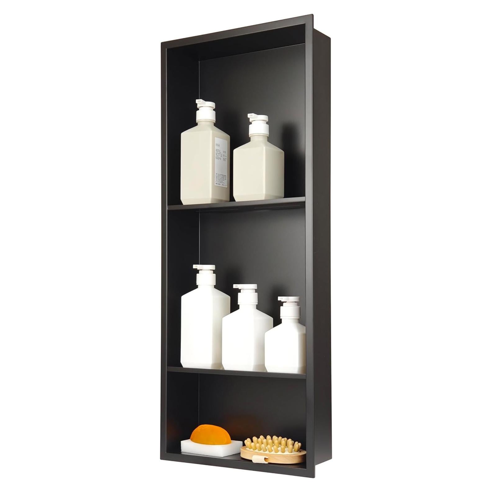 Nicho de Ducha Empotrado IKITRAEE Acero Inoxidable Negro 76.2x30.5cm