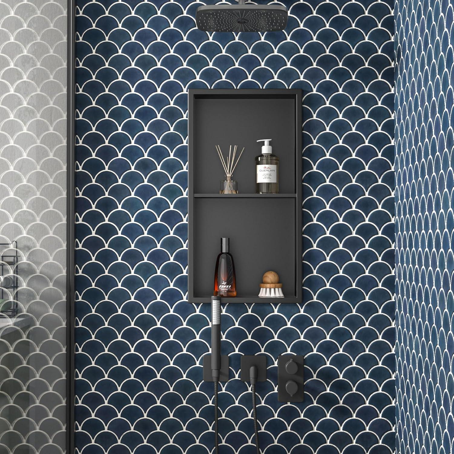 Nicho de Ducha Bernkot 61x30 cm Acero Inoxidable Negro Mate