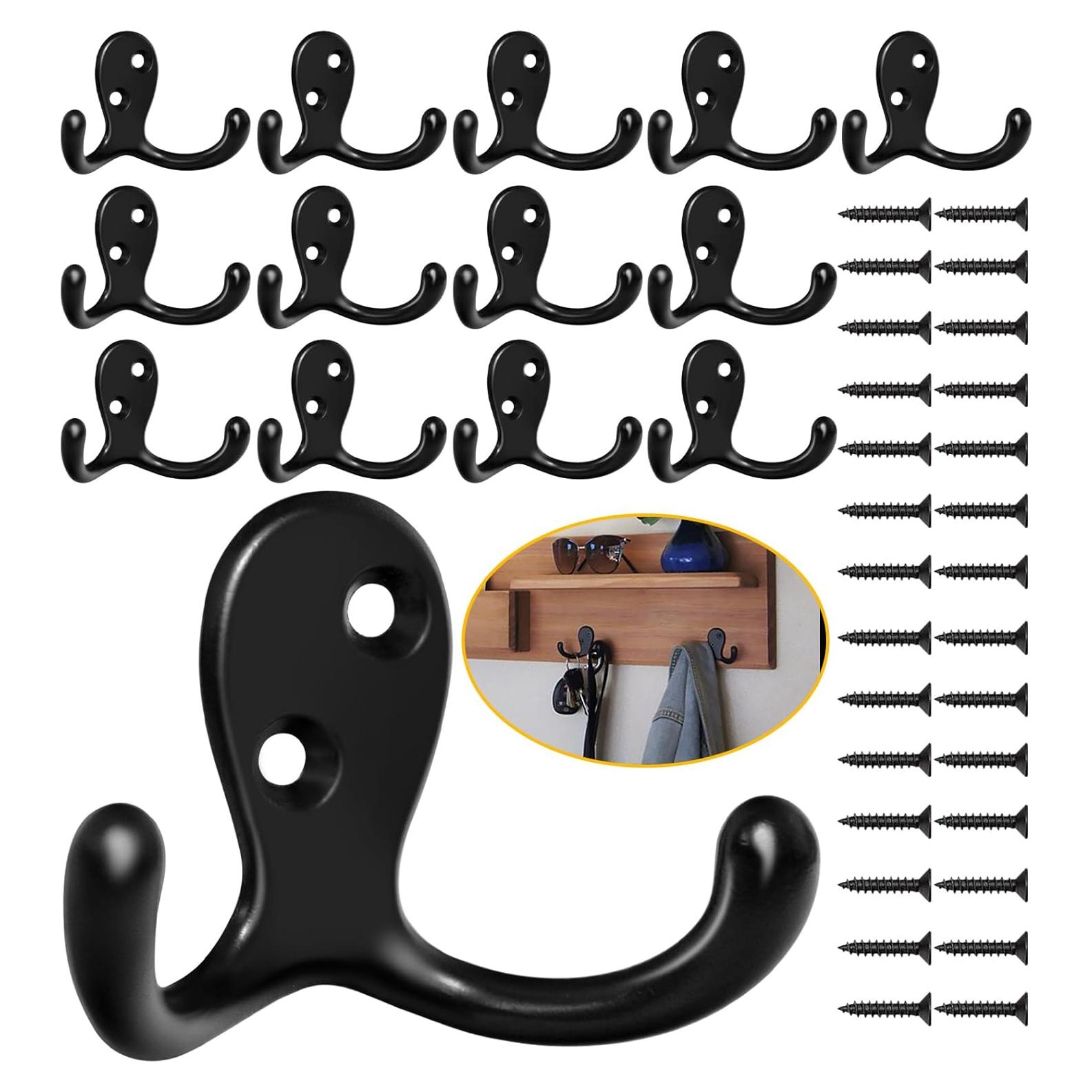 14 Ganchos de Pared Homanu de Doble Punta Metal Negro