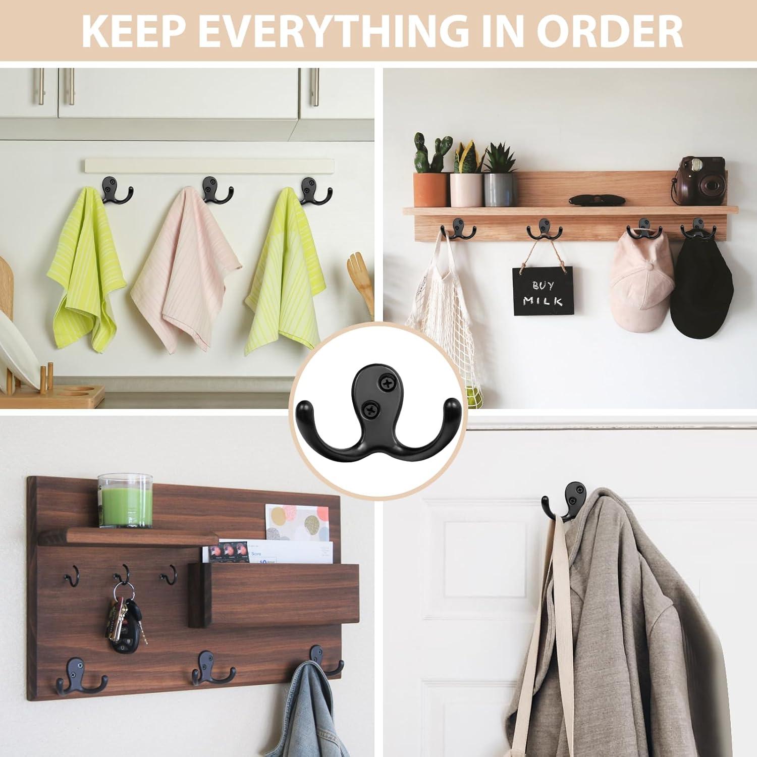 14 Ganchos de Pared Homanu de Doble Punta Metal Negro