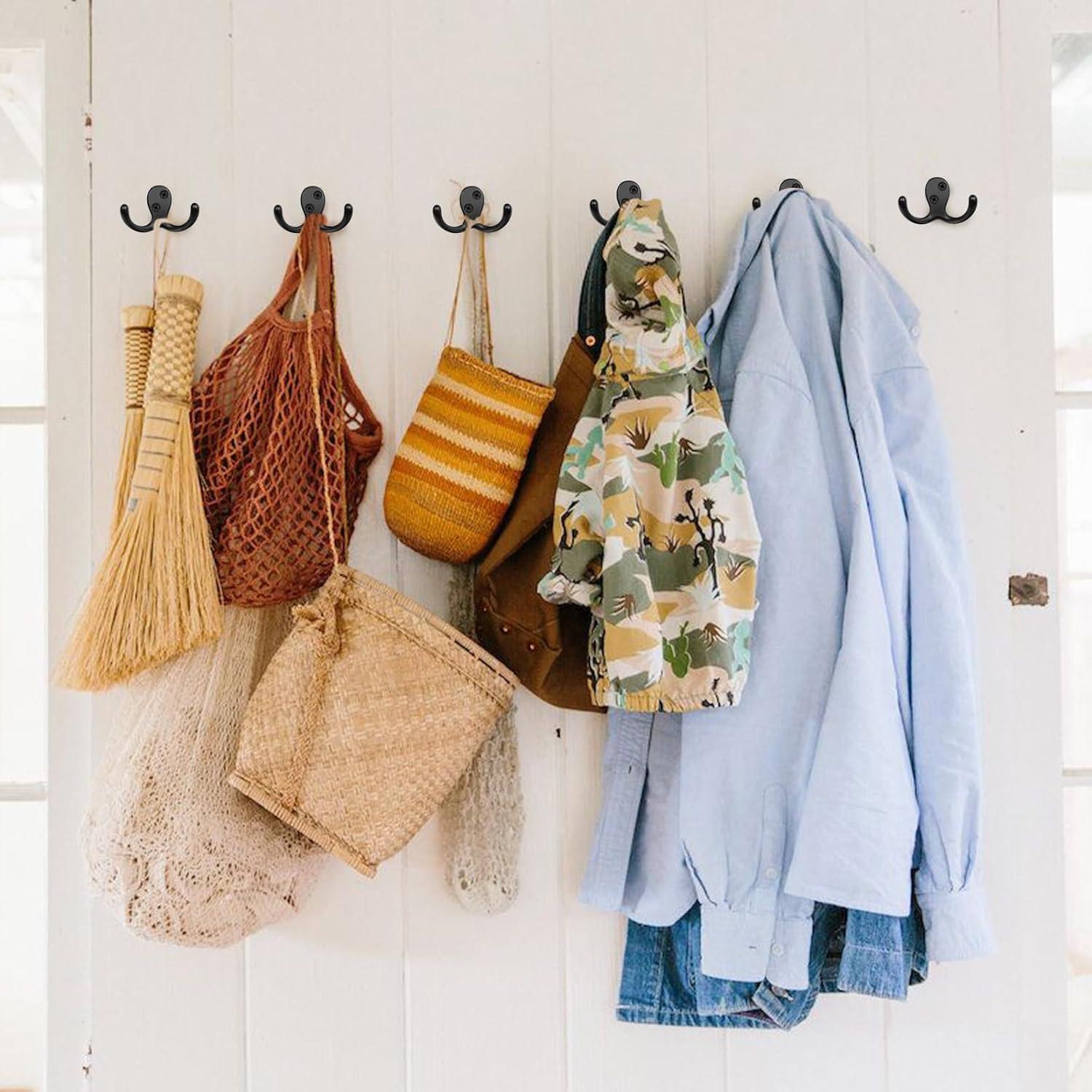 14 Ganchos de Pared Homanu de Doble Punta Metal Negro