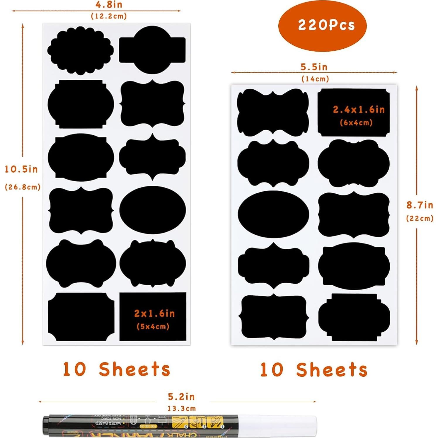 220 Etiquetas de Pizarra Rlynng Impermeables Reutilizables