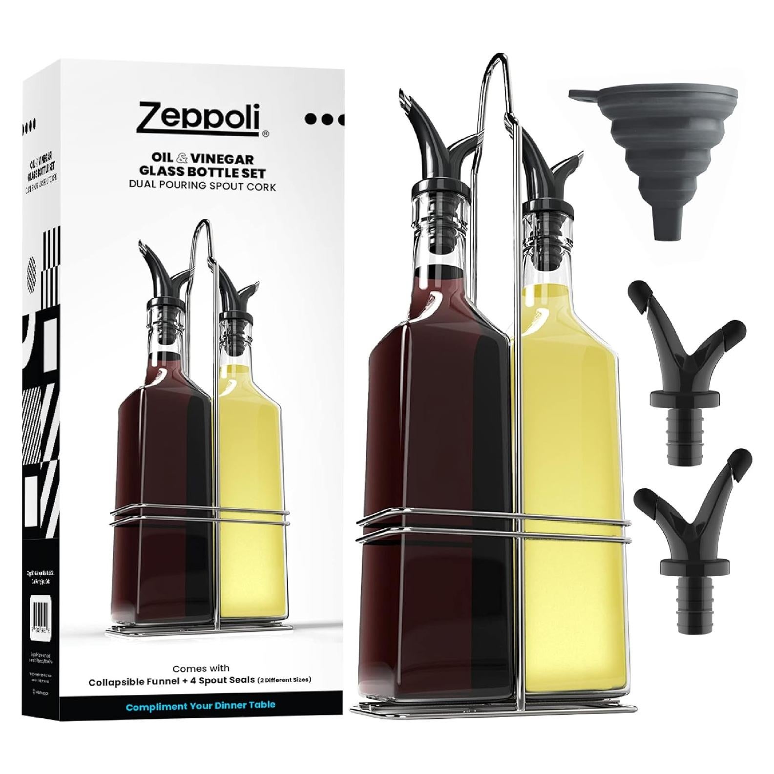 Juego de Botellas de Vidrio Zeppoli 500ml para Aceite y Vinagre