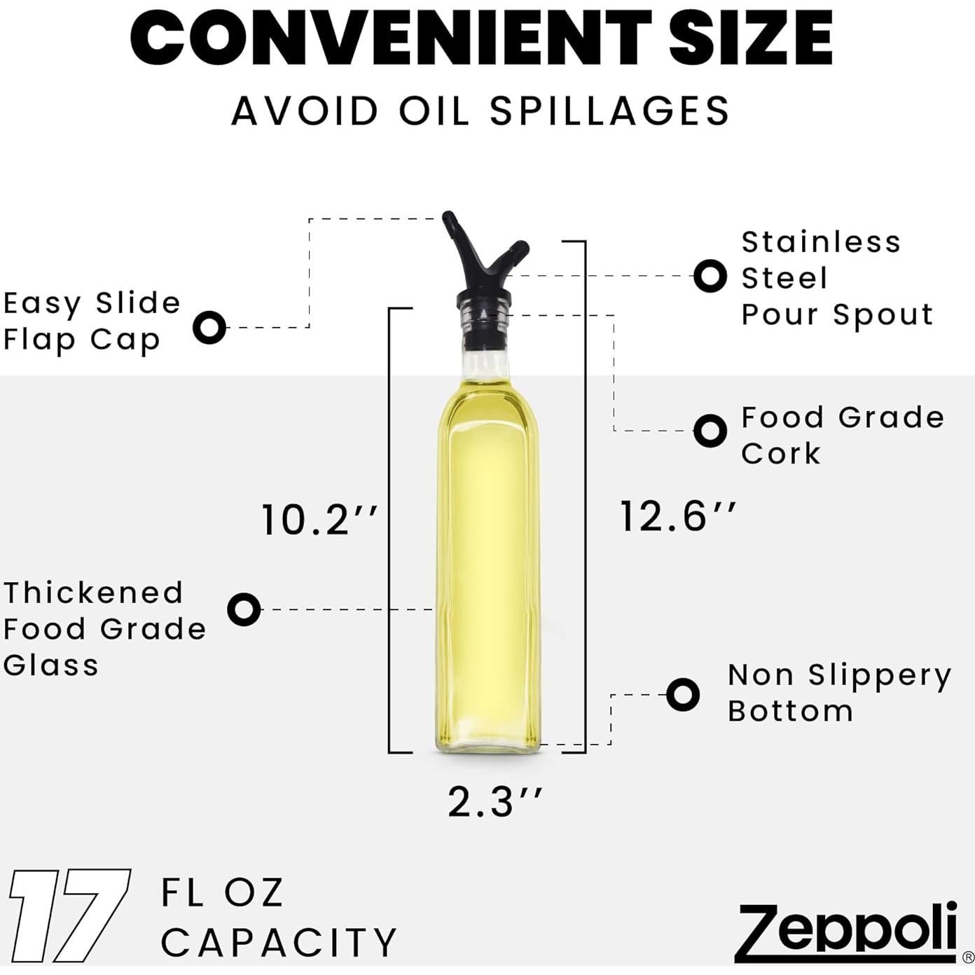 Juego de Botellas de Vidrio Zeppoli 500ml para Aceite y Vinagre