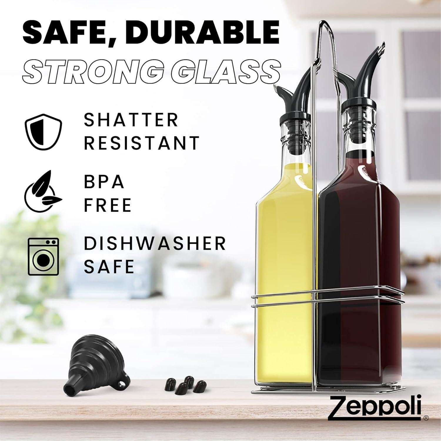 Juego de Botellas de Vidrio Zeppoli 500ml para Aceite y Vinagre