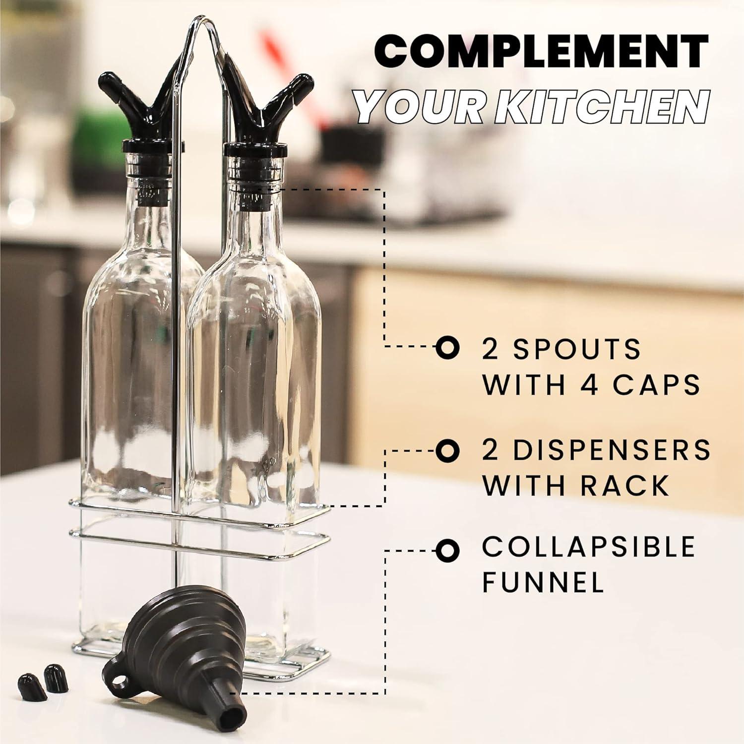 Juego de Botellas de Vidrio Zeppoli 500ml para Aceite y Vinagre