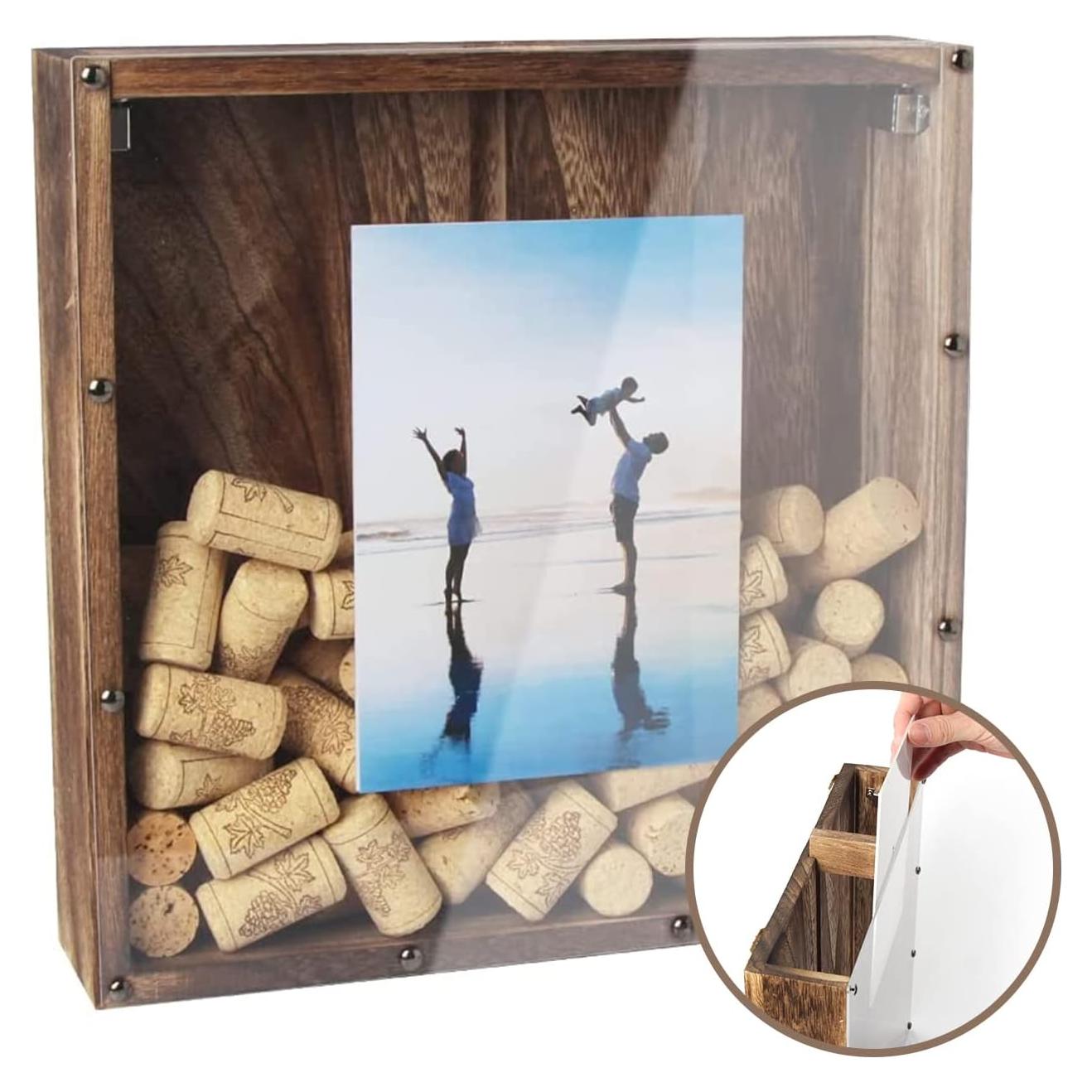 Caja de Sombra de Corchos de Vino JACKCUBE 29.2cm Madera Rústica