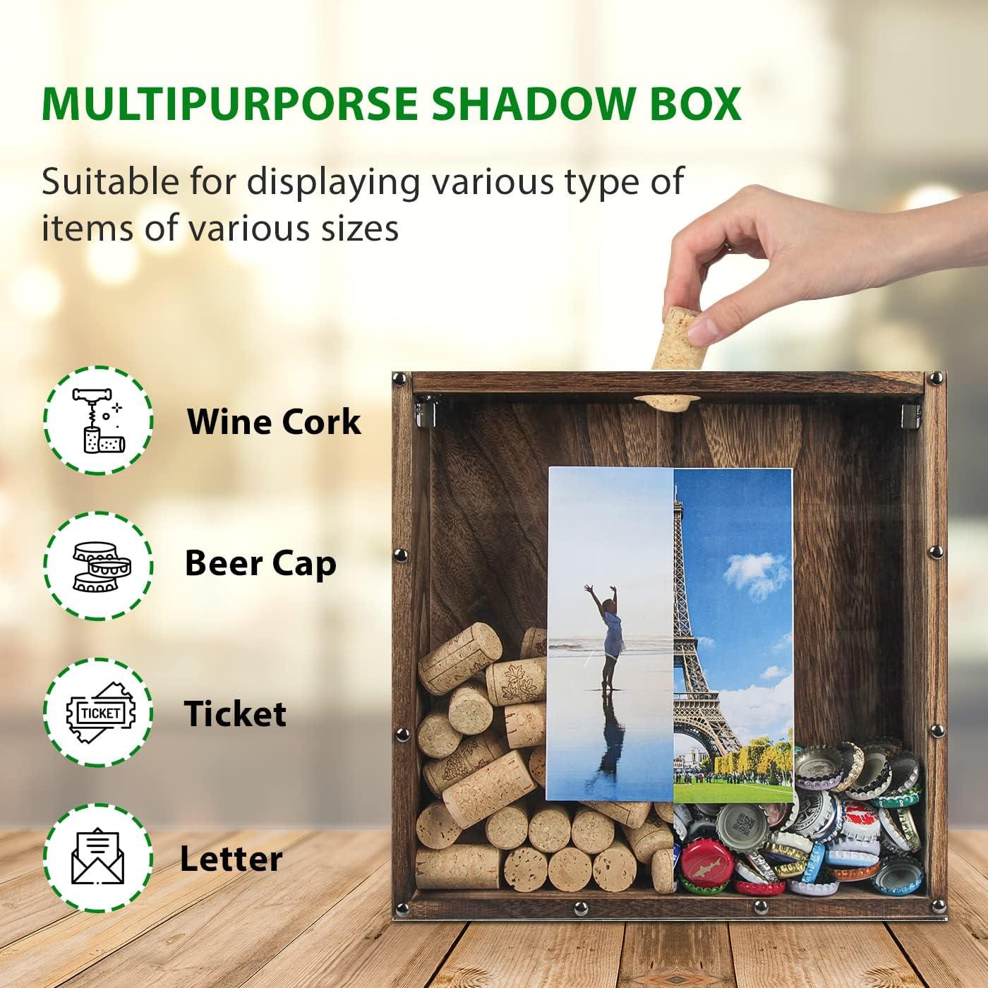 Caja de Sombra de Corchos de Vino JACKCUBE 29.2cm Madera Rústica