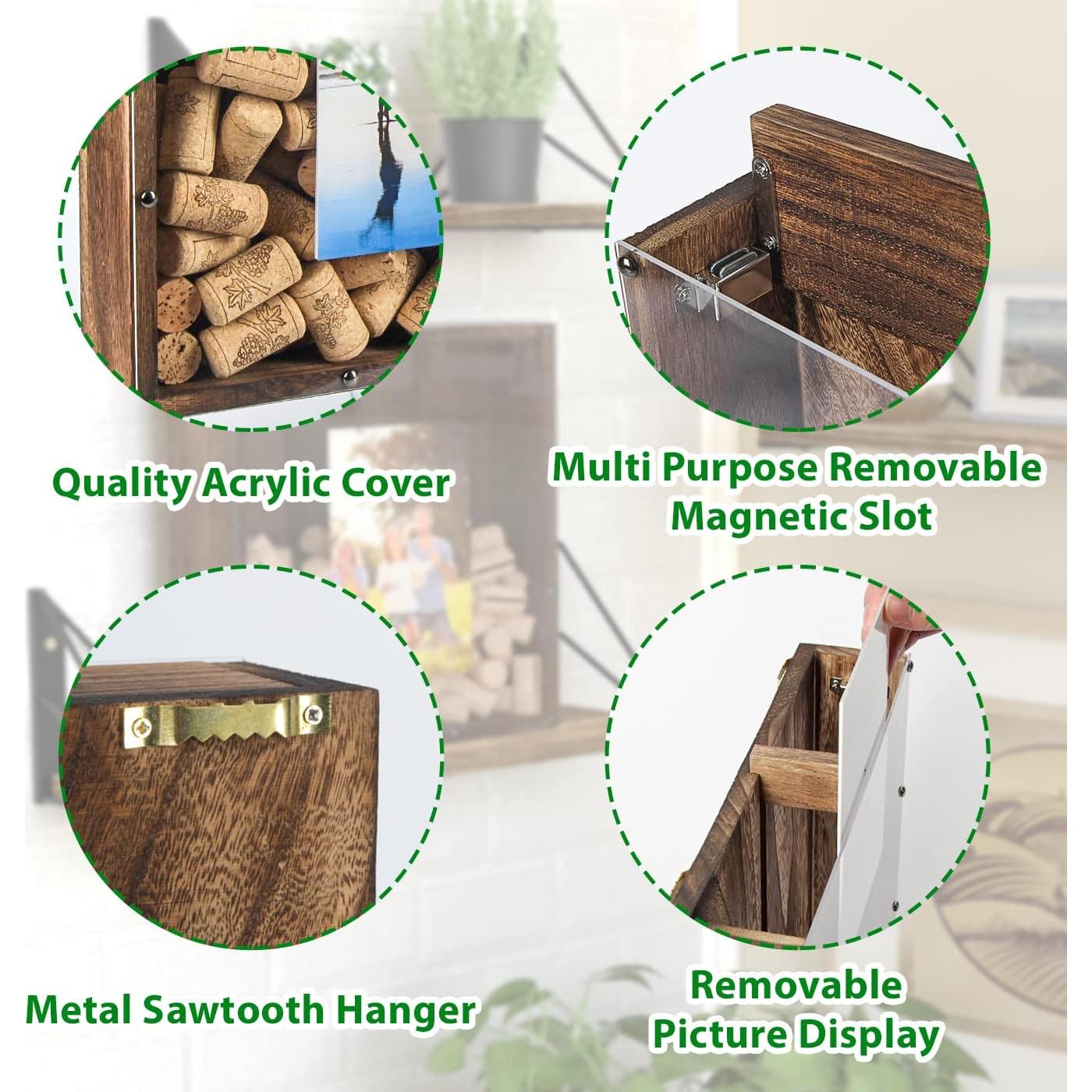 Caja de Sombra de Corchos de Vino JACKCUBE 29.2cm Madera Rústica