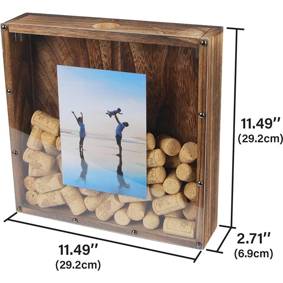 Caja de Sombra de Corchos de Vino JACKCUBE 29.2cm Madera Rústica