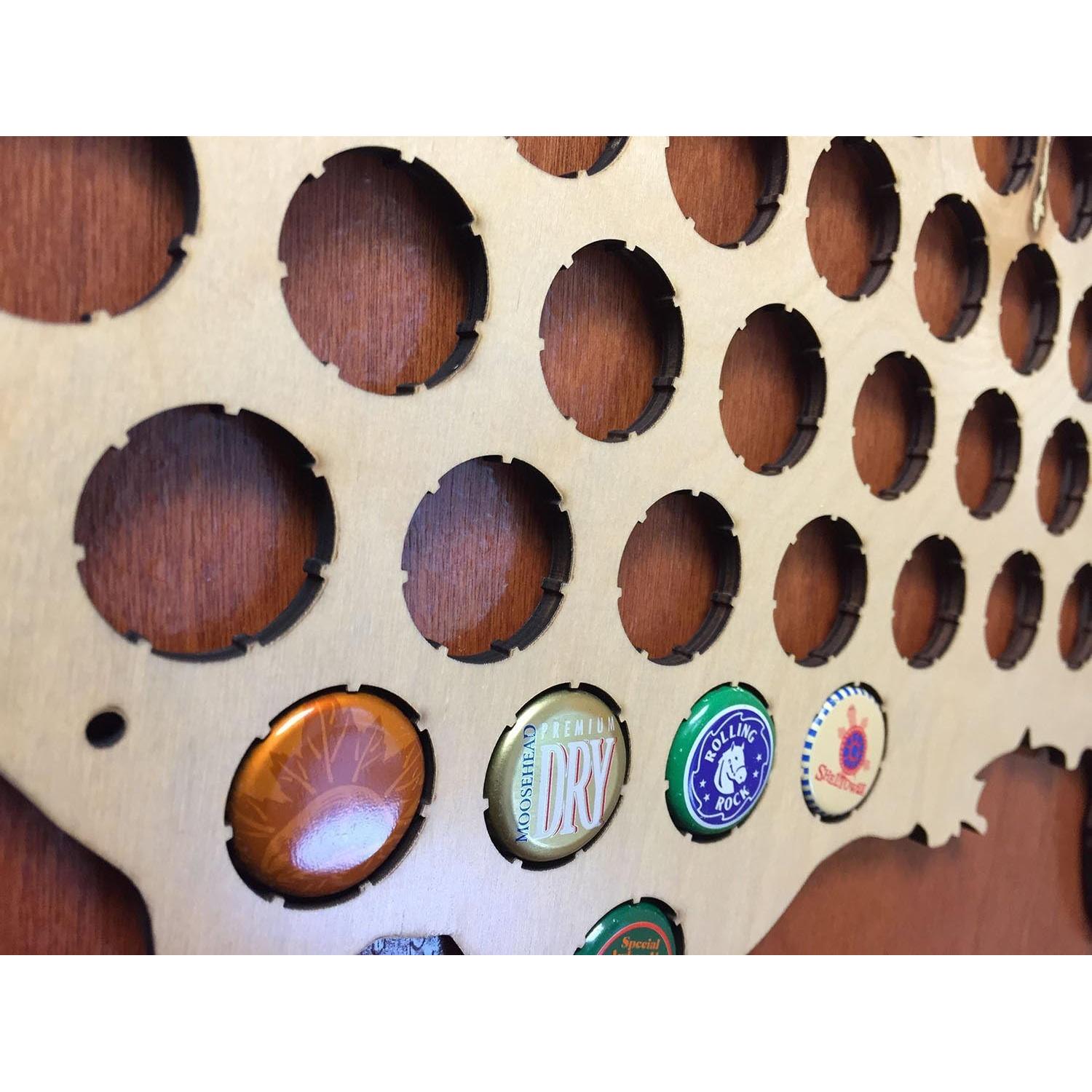 Mapa de Tapas de Cerveza Beer Cap Trap - Arte de Pared Beige