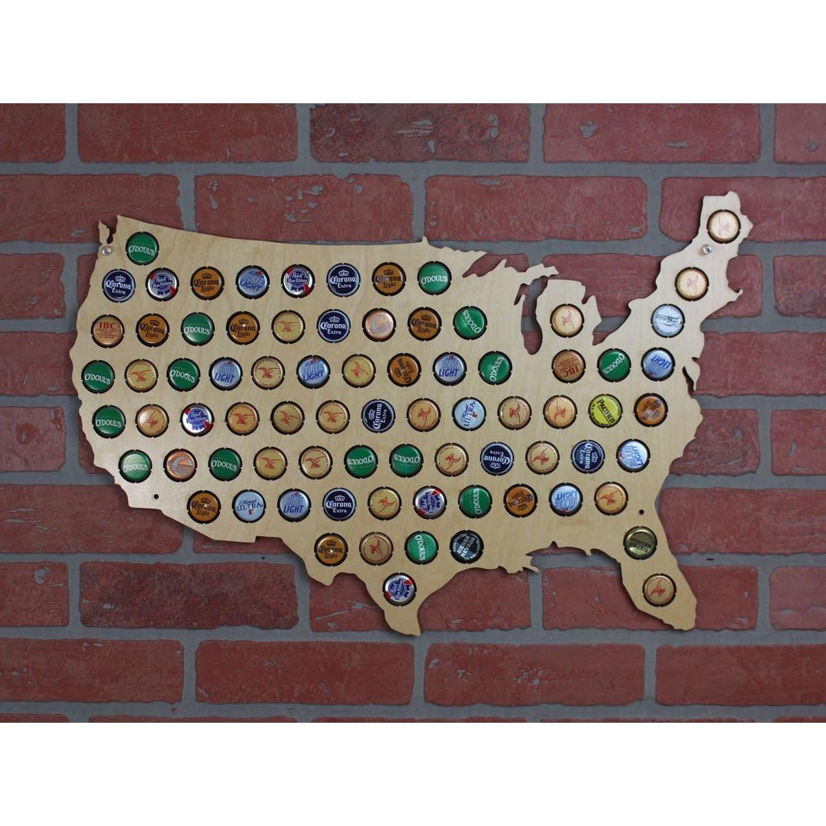 Mapa de Tapas de Cerveza Beer Cap Trap - Arte de Pared Beige