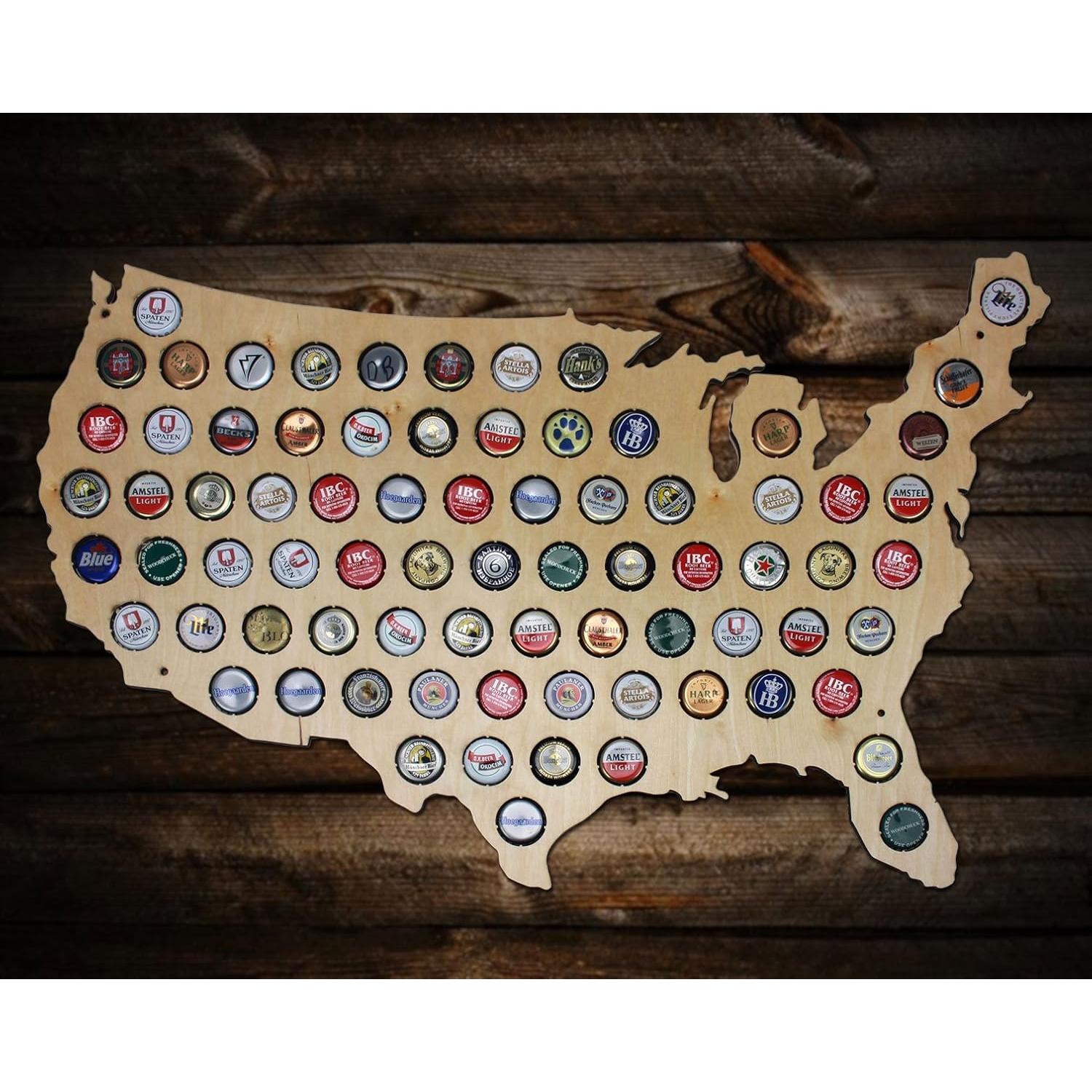 Mapa de Tapas de Cerveza Beer Cap Trap - Arte de Pared Beige