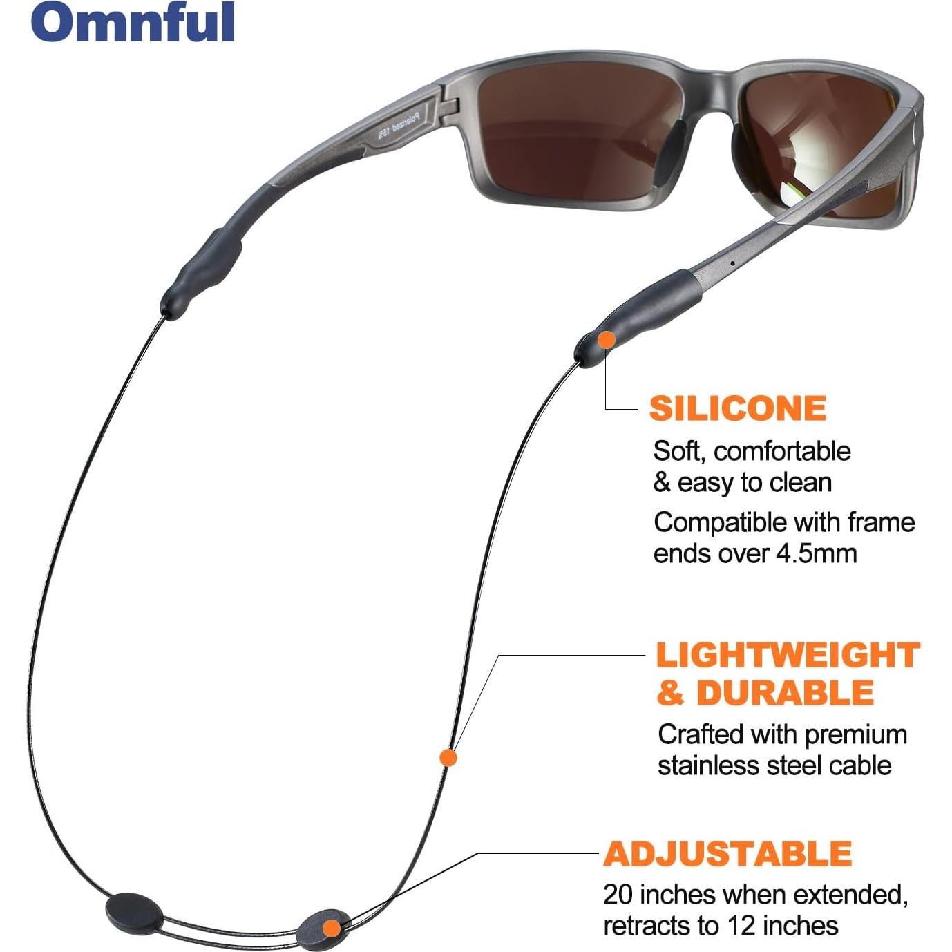 Correa Ajustable para Gafas Omnful 3pcs Negro 50.8cm