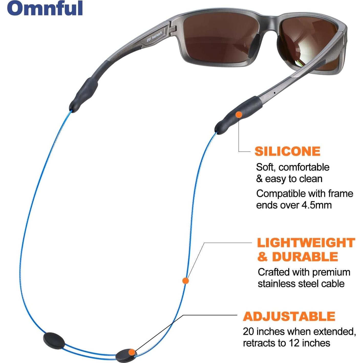 Correa Ajustable para Gafas Omnful 3pcs Azul 50,8 cm