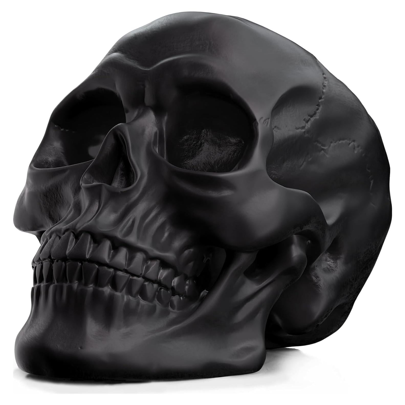 Calavera de Resina READAEER para Decoración del Hogar - Negro