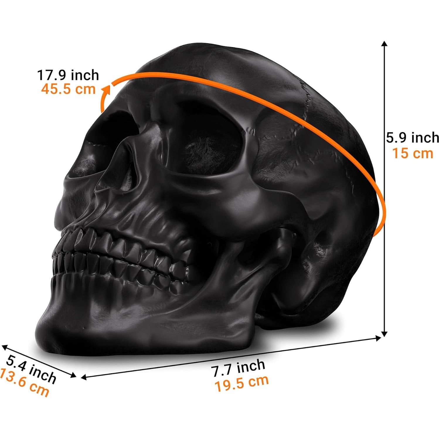 Calavera de Resina READAEER para Decoración del Hogar - Negro