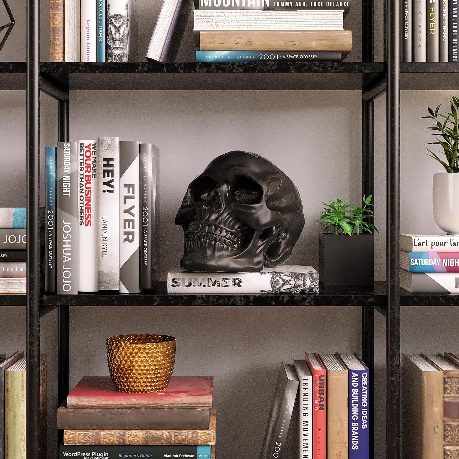 Calavera de Resina READAEER para Decoración del Hogar - Negro